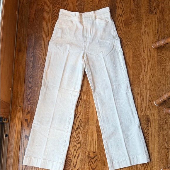 Ann Taylor Pants - Ann Taylor Cream/White Wide-Leg Pants